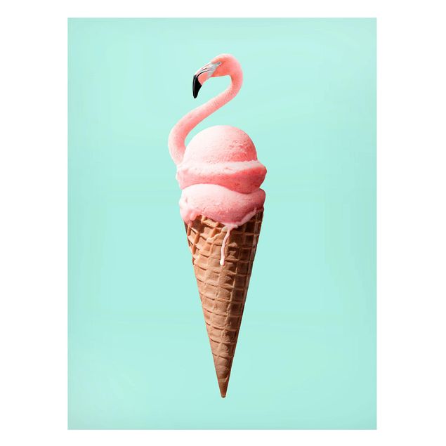 Magnettavla djur Ice Cream Cone With Flamingo