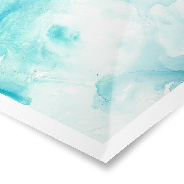 Posters Emulsion In White And Turquoise II