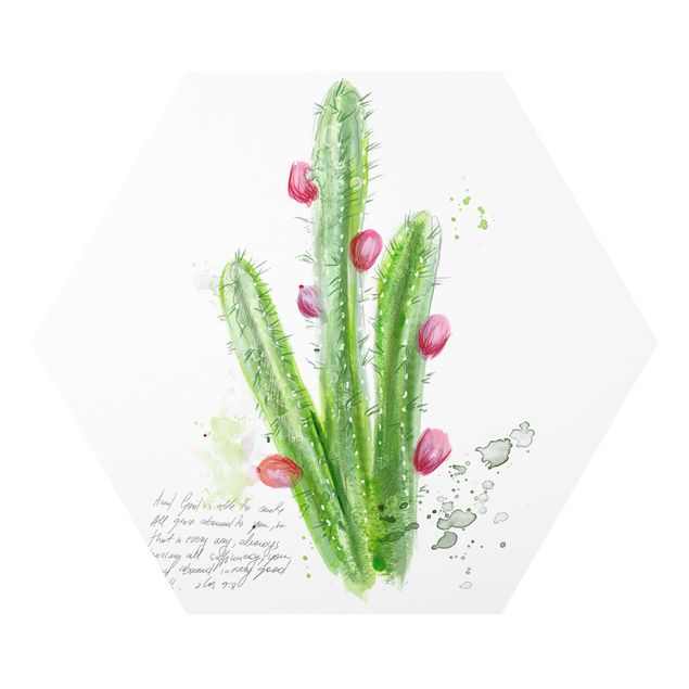 Tavlor grön Cactus With Bibel Verse II