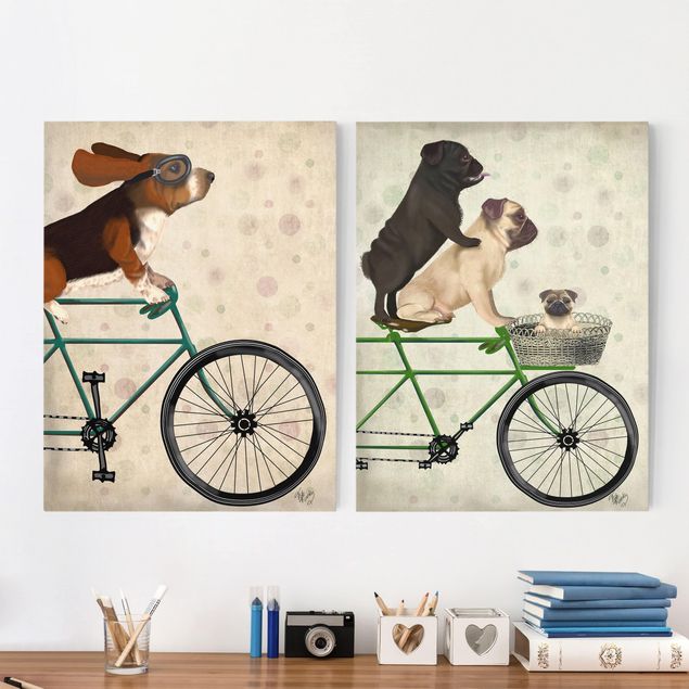 Kök dekoration Cycling - Basset And Pugs Set I