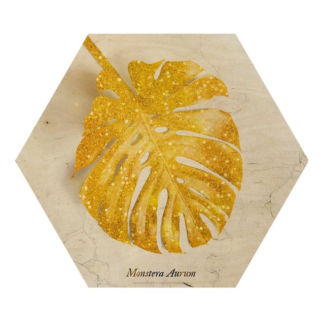 Hexagonala tavlor Gold - Monstera Aurum