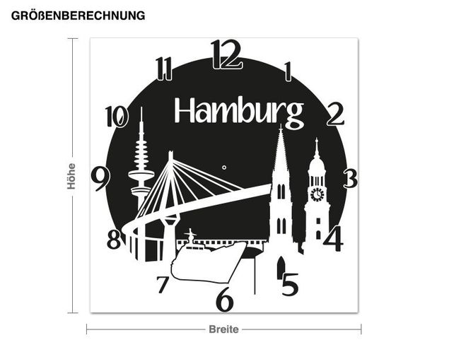 Wallstickers storstäder Hamburg clock