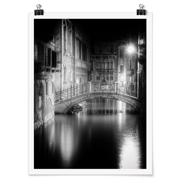 Posters svart och vitt Bridge Venice