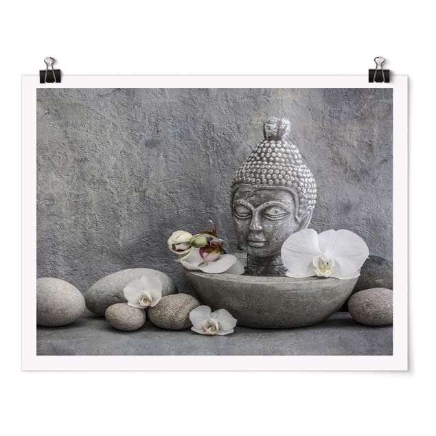 Tavlor konstutskrifter Zen Buddha, Orchid And Stone