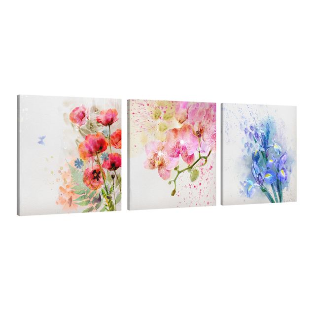 Tavlor blommor  Watercolour Flower Trio