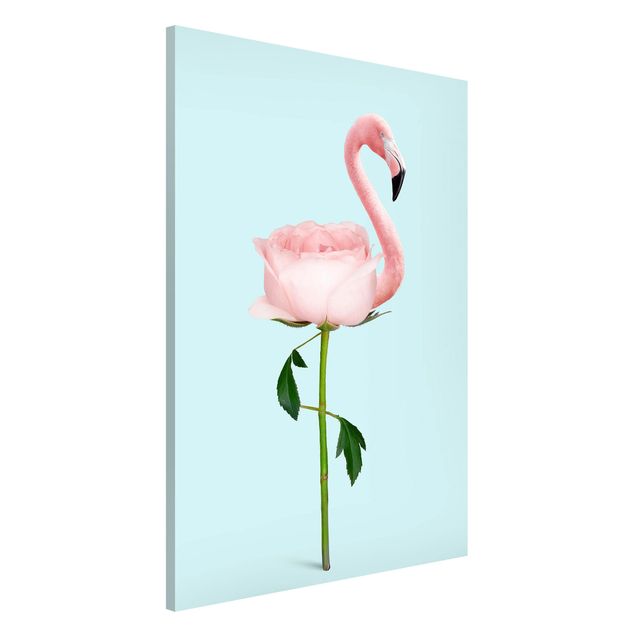 Magnettavla blommor  Flamingo With Rose