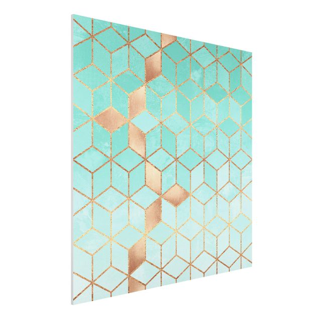 Tavlor 3D Turquoise White Golden Geometry