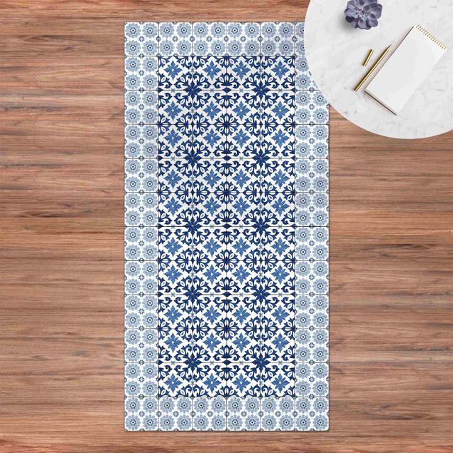 altanmattor Moroccan Tiles Floral Blueprint With Tile Frame