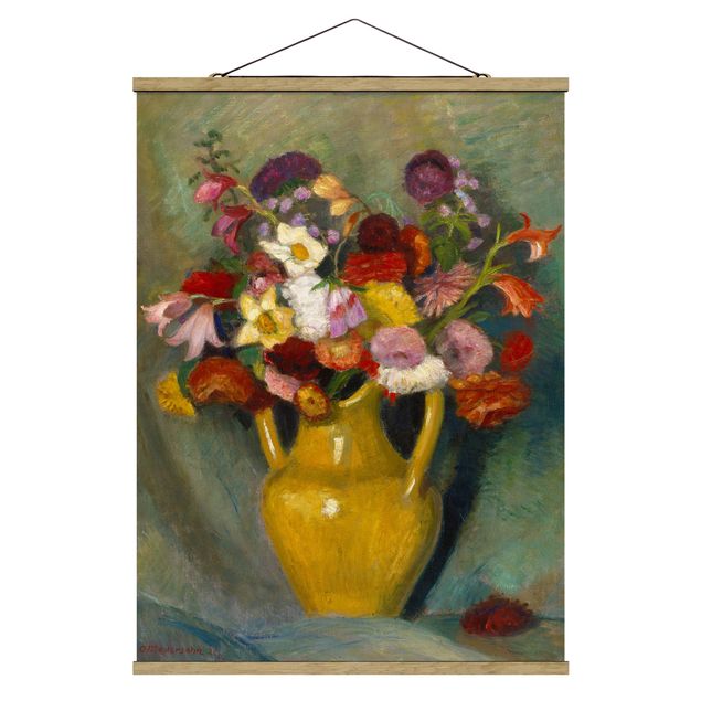 Konststilar Otto Modersohn - Colourful Bouquet in Yellow Clay Jug