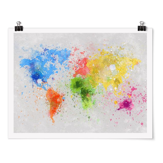 Tavlor modernt Colourful Splodges World Map