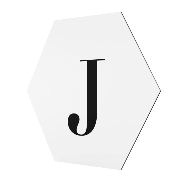 Hexagonala tavlor Letter Serif White J