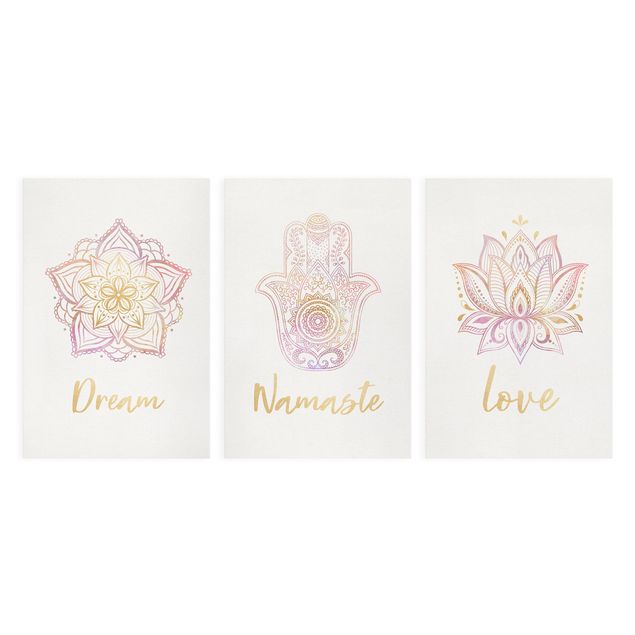 Tavlor Mandala Namaste Lotus Set Gold Light Pink