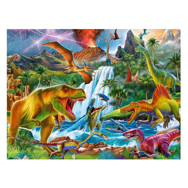Magnettavla djur Dinosaurs In A Prehistoric Storm