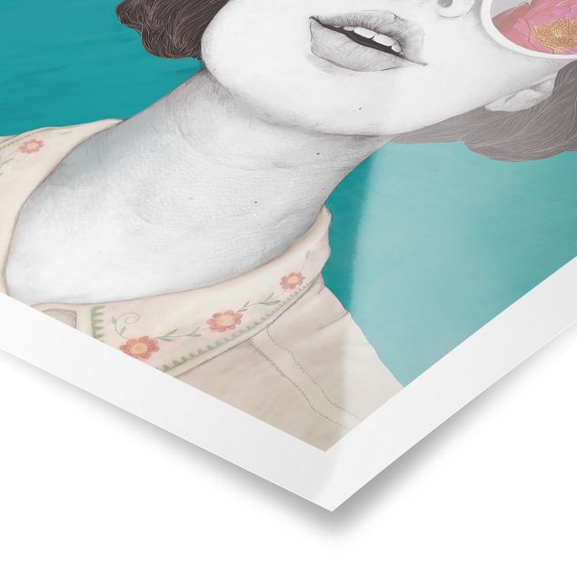 Tavlor Laura Graves Art Illustration Portrait Woman Collage With Flowers Glasses