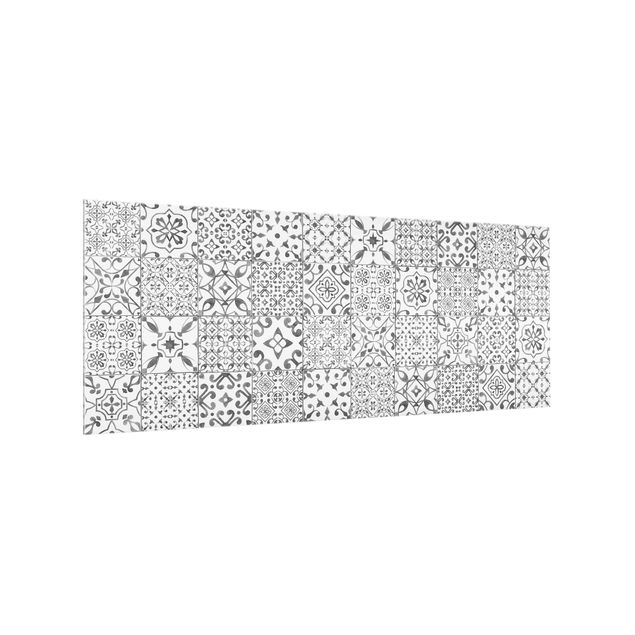glasskiva kök Pattern Tiles Gray White