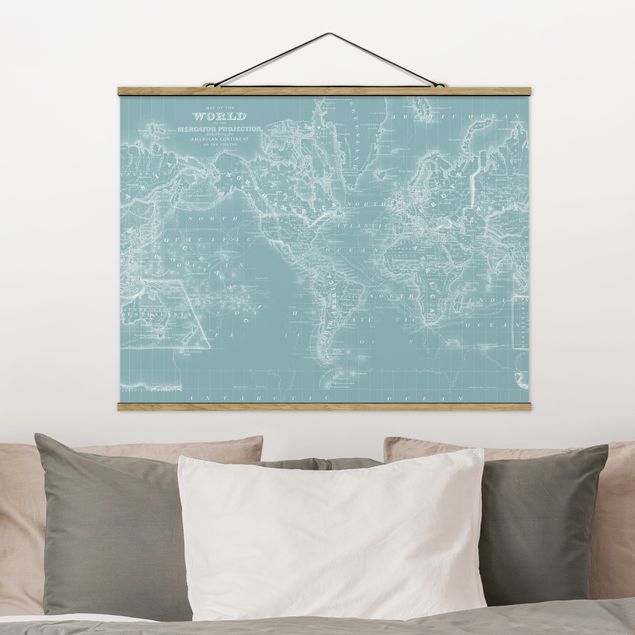 Kök dekoration World Map In Ice Blue