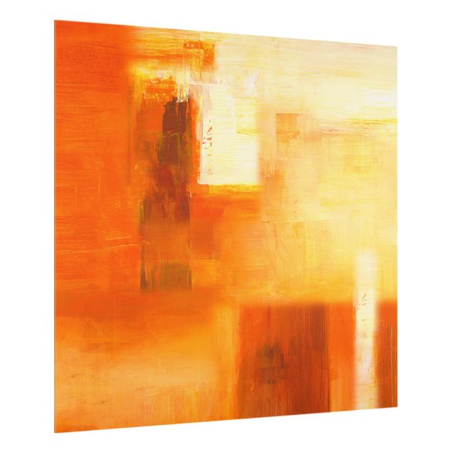 glasskivor kök Petra Schüßler - Composition In Orange And Brown 02