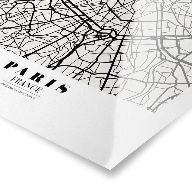 Tavlor svart och vitt Paris City Map - Classic