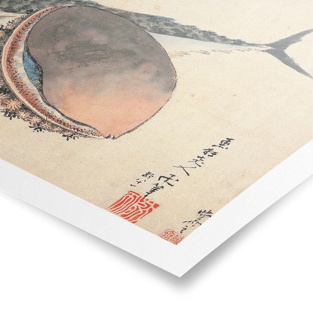 Tavlor konstutskrifter Katsushika Hokusai - Mackerel and Sea Shells