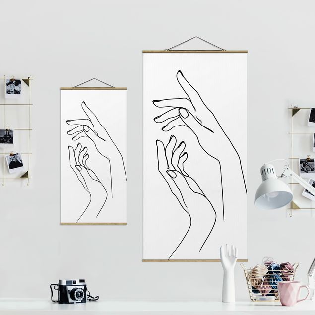 Tavlor svart och vitt Line Art Hands