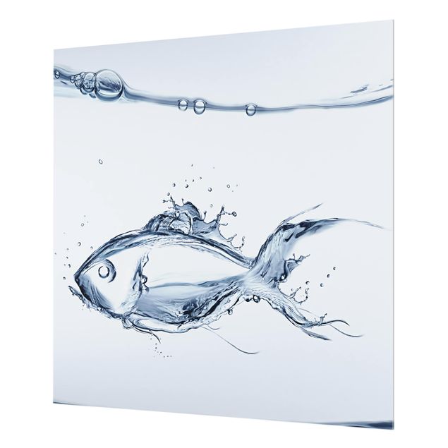 Glas Spritzschutz - Liquid Silver Fish - Quadrat - 1:1
