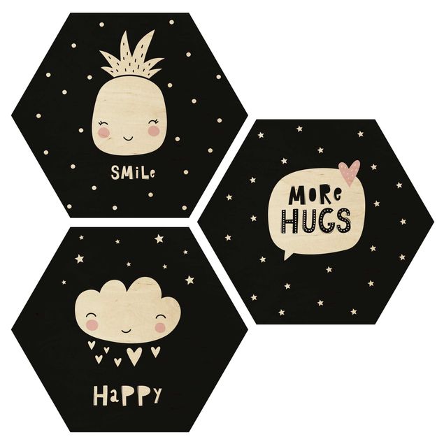 Hexagonala tavlor Happy Smile Hugs