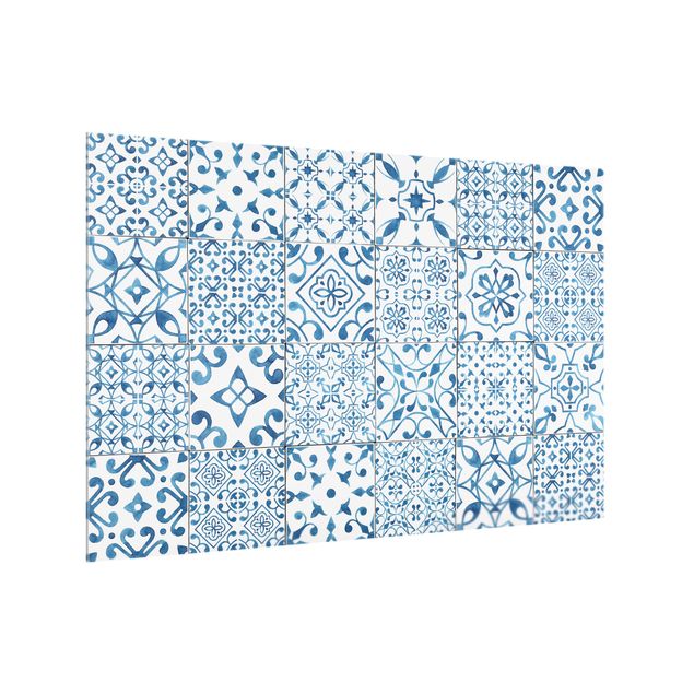 glasskivor kök Pattern Tiles Blue White