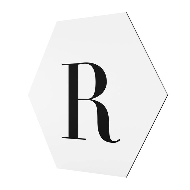 Hexagonala tavlor Letter Serif White R