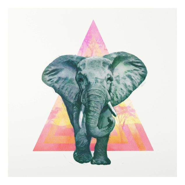 Tavlor elefanter Illustration Elephant Front Triangle Painting