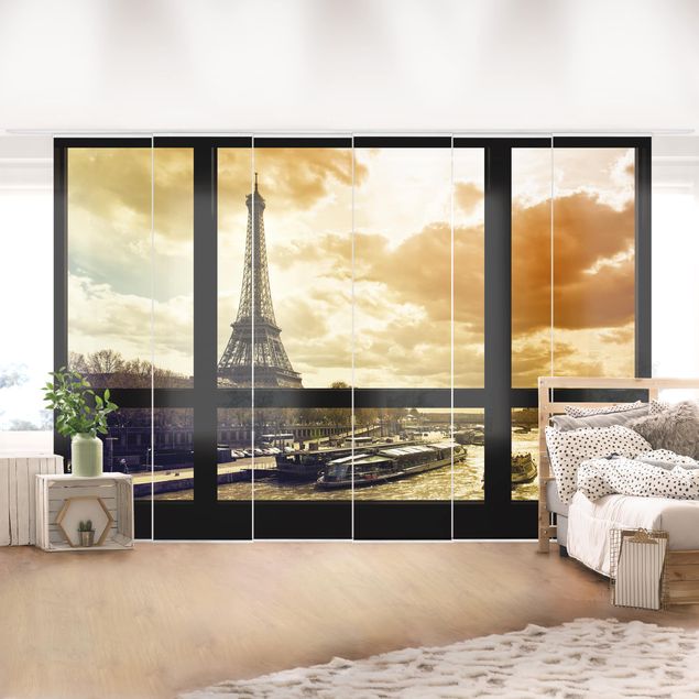 Kök dekoration Window view - Paris Eiffel Tower sunset