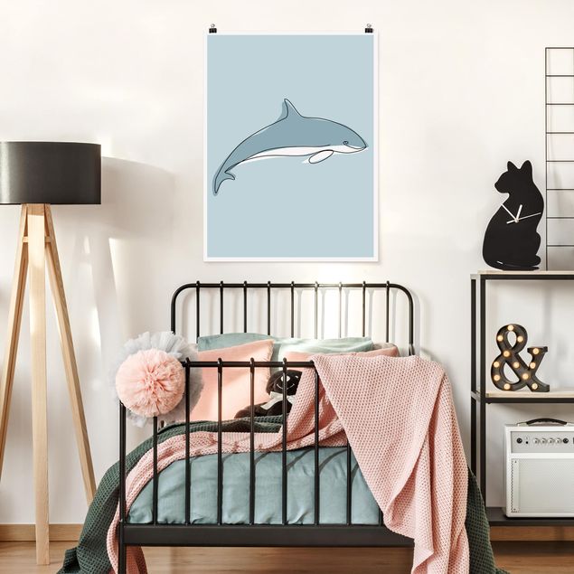 Posters djur Dolphin Line Art