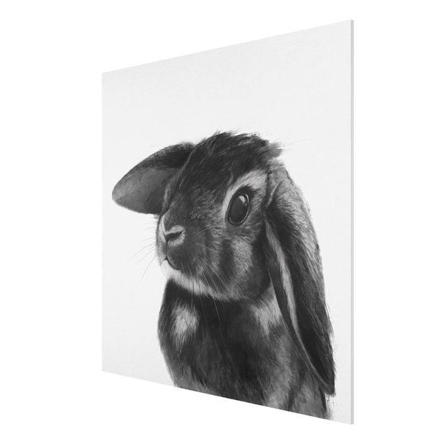 Tavlor modernt Illustration Rabbit Black And White Drawing