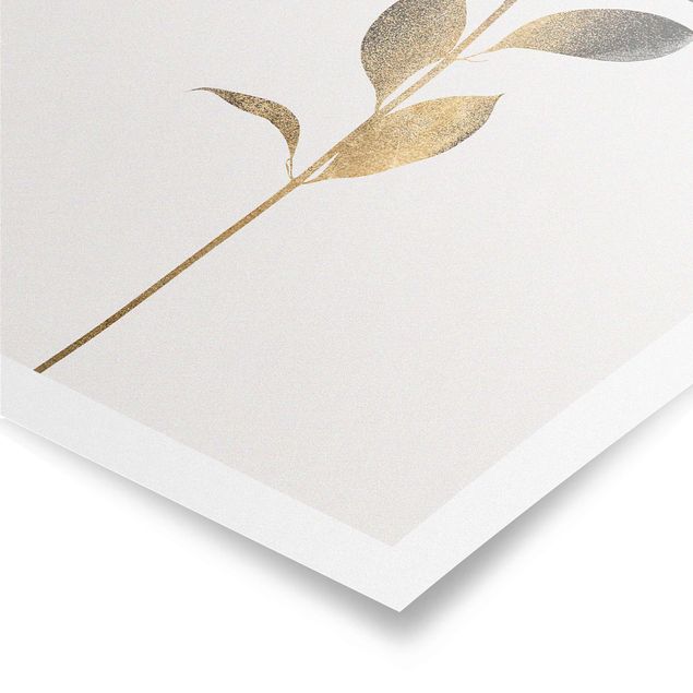 Tavlor blommor Graphical Plant World - Gold And Grey