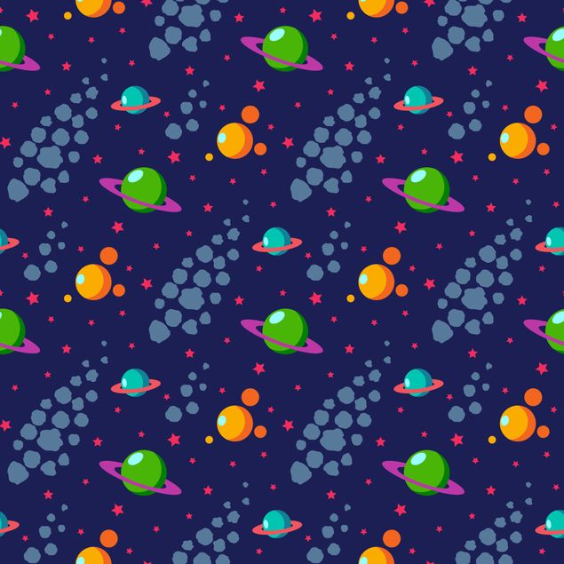 Möbelfolier Space Children Pattern With Planets And Stars