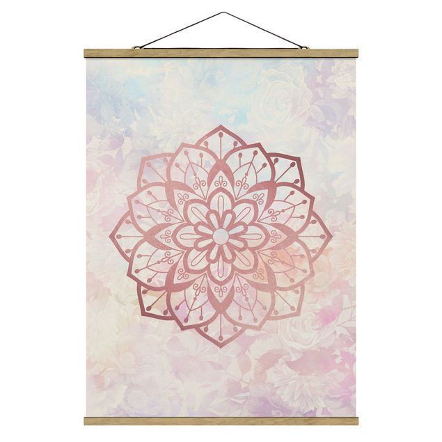 Tavlor andlig Mandala Illustration Flower Rose Pastel