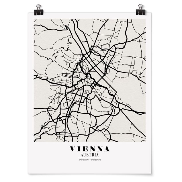 Posters ordspråk Vienna City Map - Classic