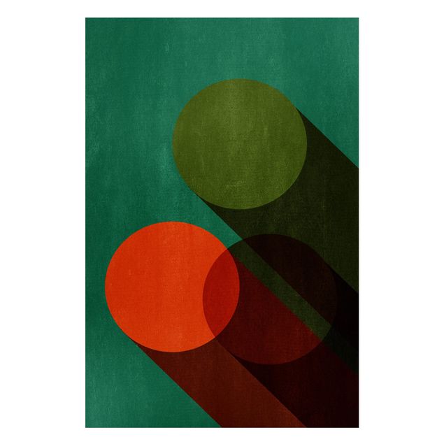 Tavlor konstutskrifter Abstract Shapes - Circles In Green And Red