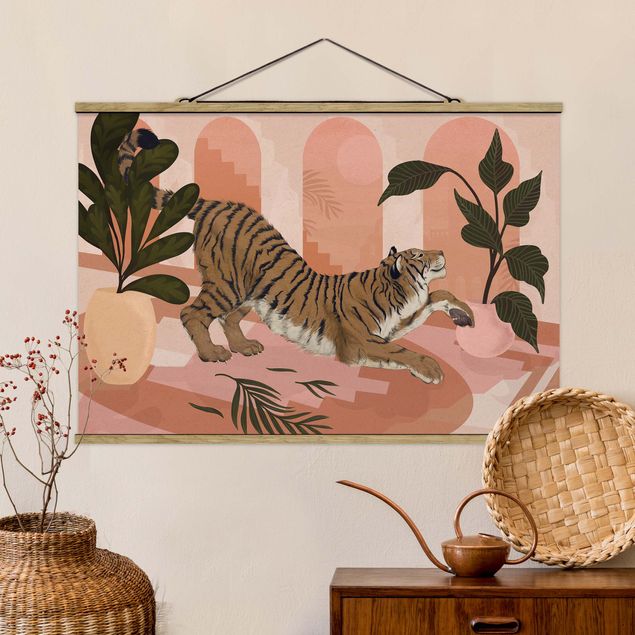 Kök dekoration Illustration Tiger In Pastel Pink Painting