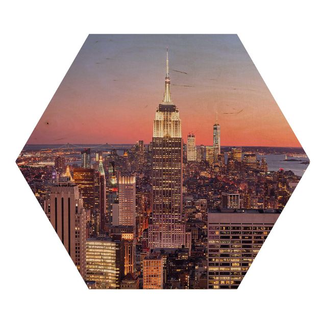 Hexagonala tavlor Sunset Manhattan New York City