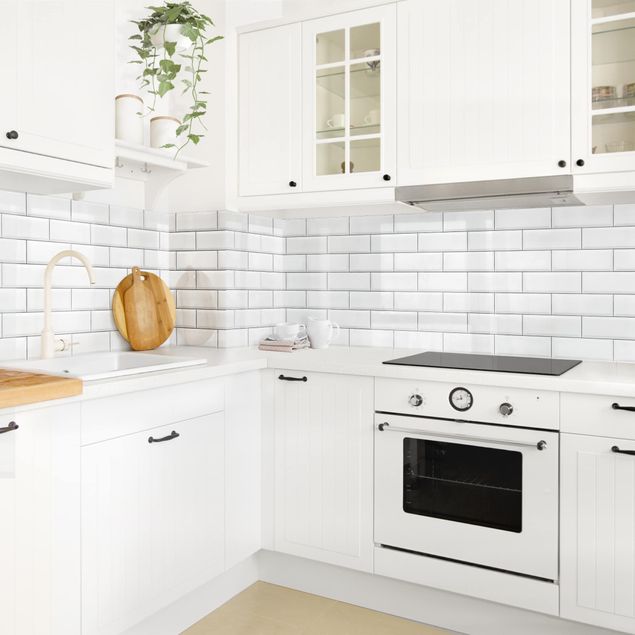 Stänkskydd kök sten utseende White Ceramic Tiles