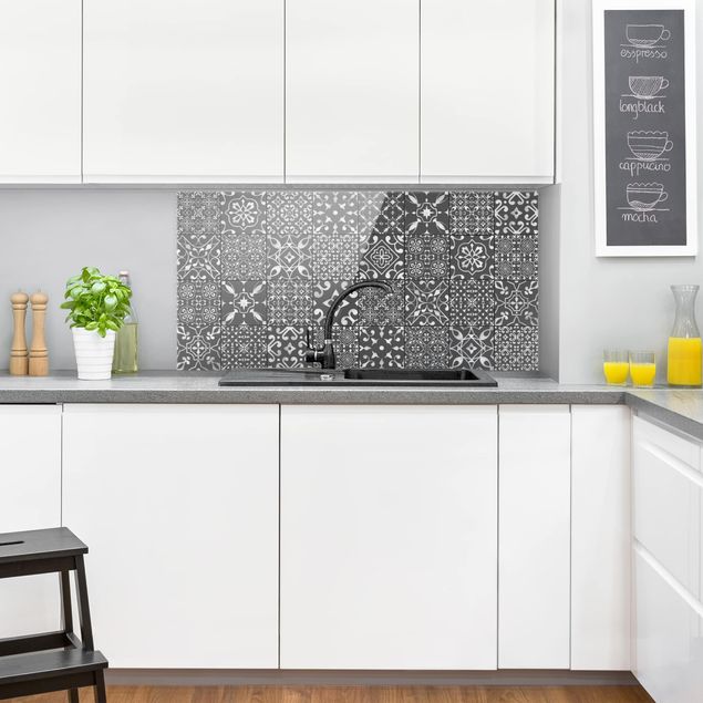 Stänkskydd kök glas mönster Pattern Tiles Dark Gray White
