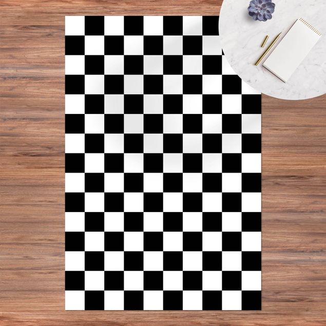 balkongmattor Geometrical Pattern Chessboard Black And White