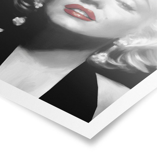Tavlor svart och vitt Marilyn With Red Lips