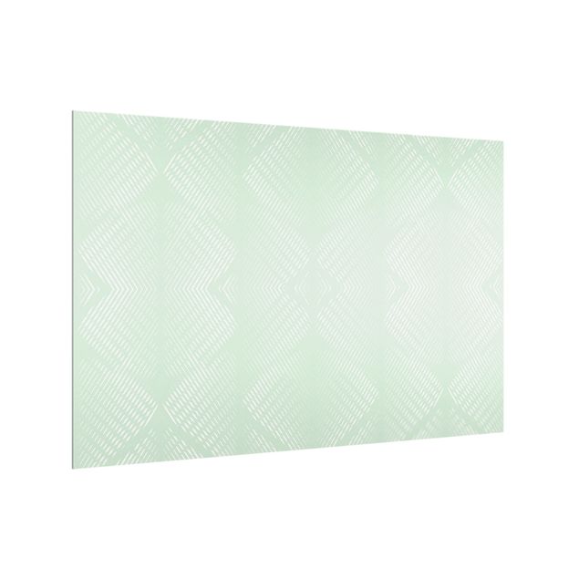 stänkskydd kök glas Rhombic Pattern With Stripes In Mint Colour