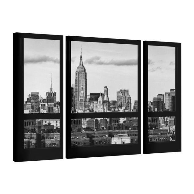 Canvastavlor Arkitektur och Skyline Windows Overlooking New York Skyline Black And White