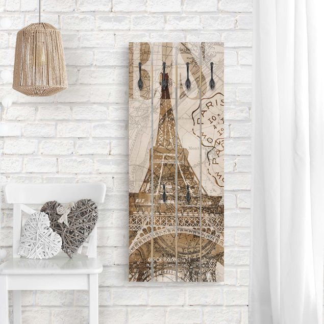 Klädhängare vägg arkitektur och skyline Shabby Chic Collage - Paris