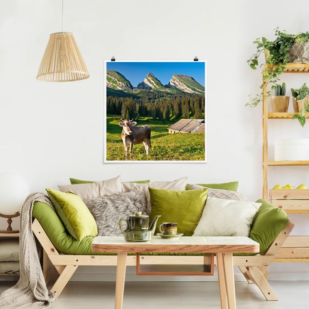 Kök dekoration Swiss Alpine Meadow With Cow