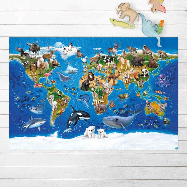 utomhusmattor Animal Club International - World Map With Animals
