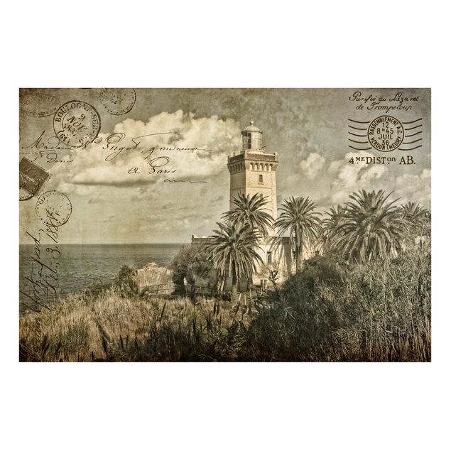 Tavlor landskap Lighthouse And Palm Trees - Vintage Postcard