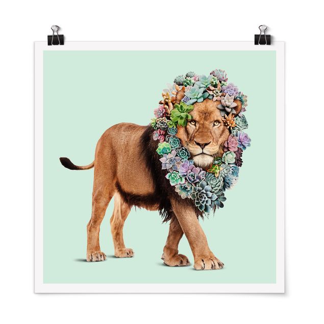 Tavlor lejon Lion With Succulents